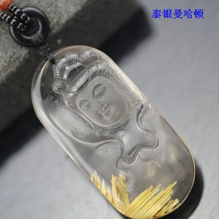 纯天然钛晶白水晶孤品如来佛吊坠5cm