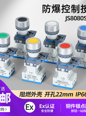 JS8080S防爆防尘防水IP66防腐控制按钮开孔22mm一开一闭16A银点