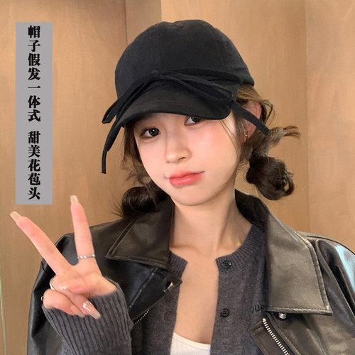 仿真发丝甜美可爱速干帽低丸子头