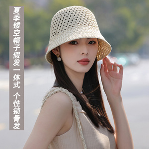 帽子假发夏季镂空帽波波头锁骨发