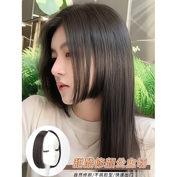 假发片女士自然前额补发公主切刘海仿真发丝古风甜酷姬发中分发型