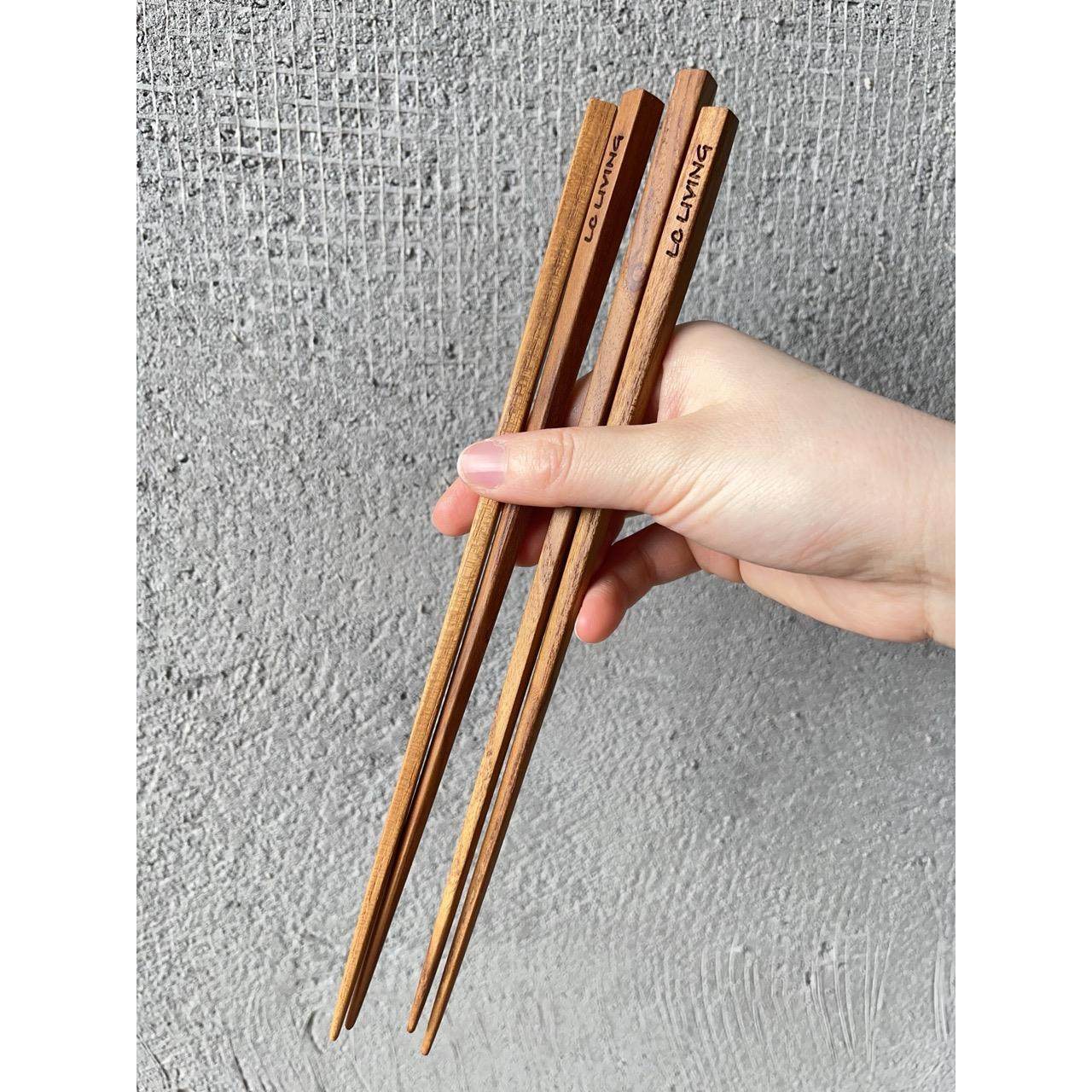 lcliving泰国进口柚木筷子日式家用实木一人一筷长勺高档抗菌防霉