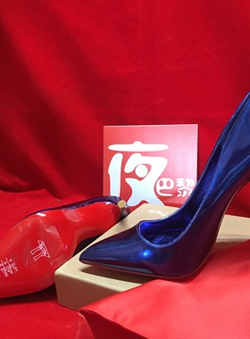 夜巴黎新品miss z镭射蓝色高跟kate镜面blue红底细跟浅口尖头女鞋