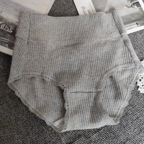 日系外贸女士纯棉内裤螺纹棉收腹包臀无痕棉透气大码胖mm全棉档