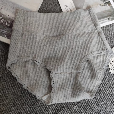日系外贸女士纯棉内裤螺纹棉收腹包臀无痕棉透气大码胖mm全棉档