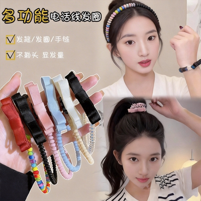 黑色小号细款电话线发圈蝴蝶结