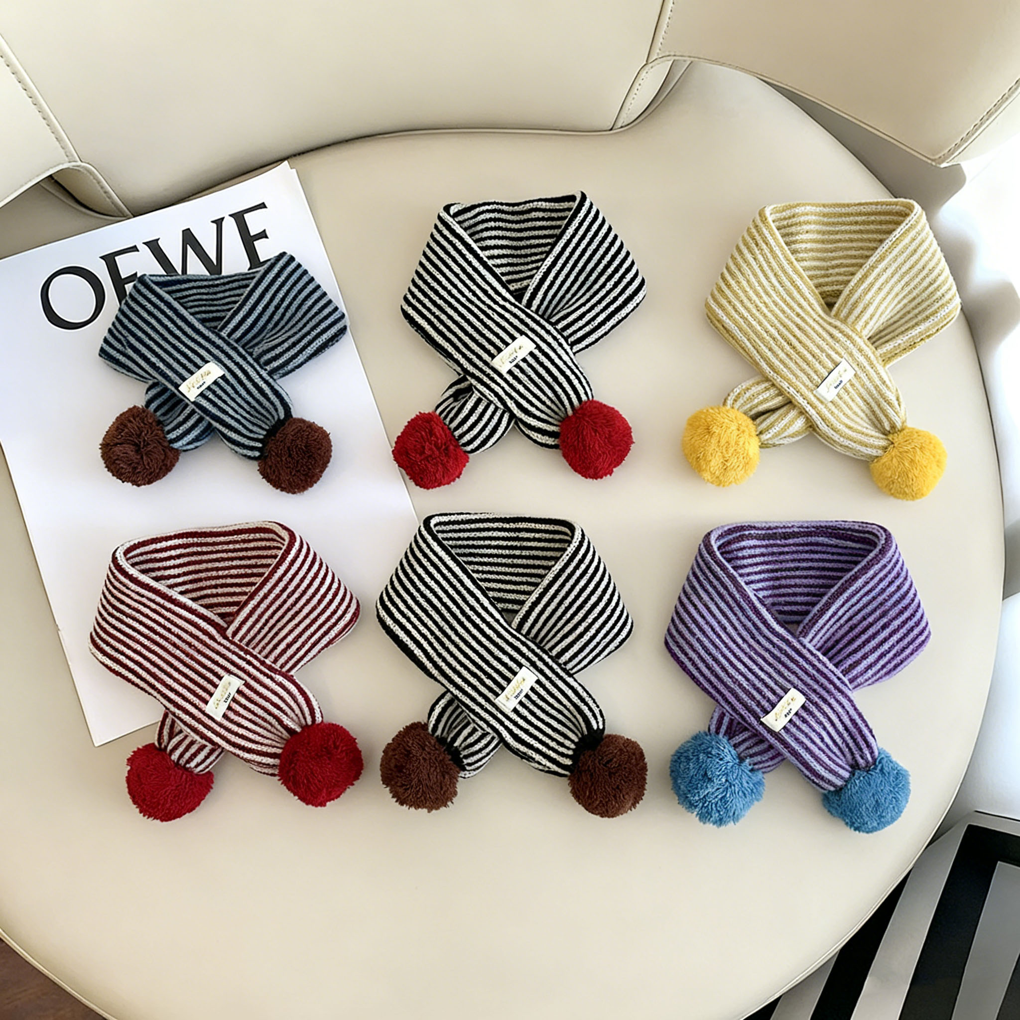 儿童围巾秋冬保暖防寒时尚条纹