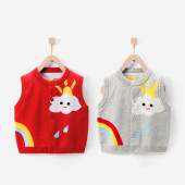 宝宝马甲春秋新款 外套坎肩纯棉纱衣外穿 外穿婴儿毛衣背心针织衫