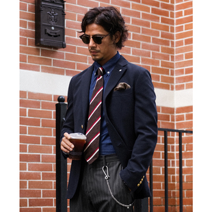 春新意大利进口面料金扣布雷泽便西常春藤IVY弹力轻旅绅士夹克