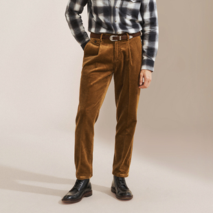 艾比路25秋冬SUPIMA棉灯芯绒重磅8W粗条匹马棉宽松休闲九分西裤