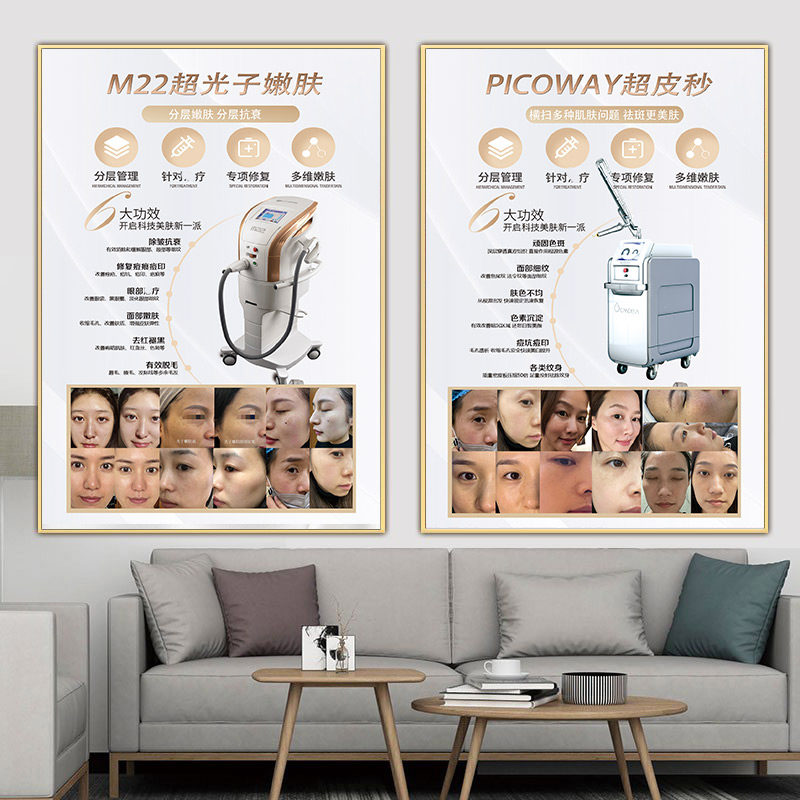 超皮秒祛斑海报m22光子嫩肤宣传广告祛斑祛痘墙壁挂画抗衰老图片