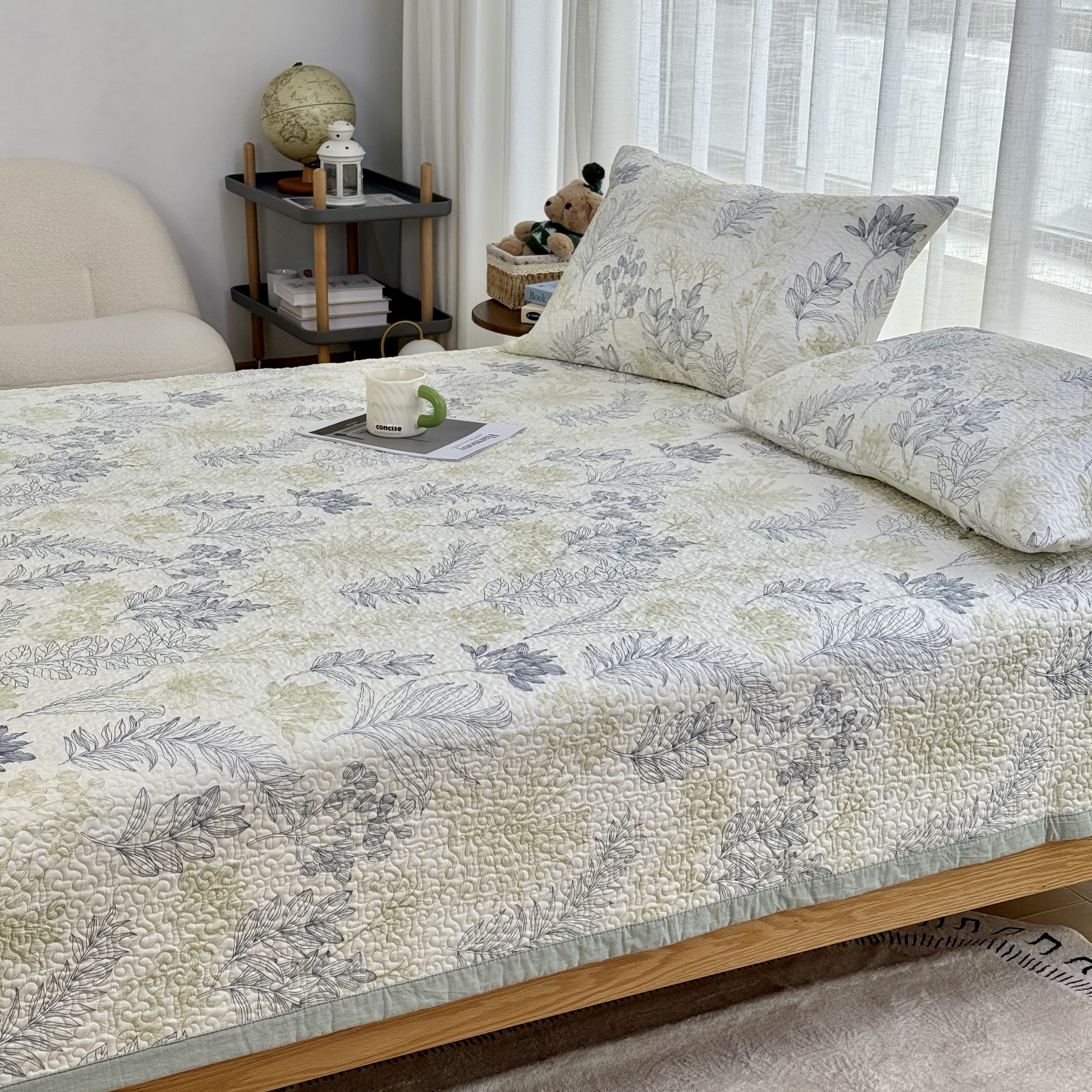 四季款双人床全棉床盖干爽透气精密绗缝可机洗多功能支持双面使用