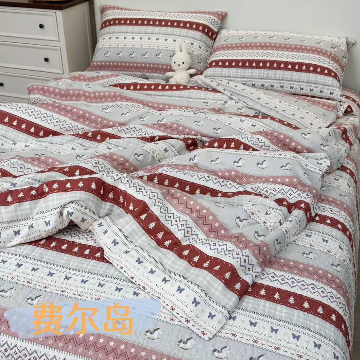 斜纹印花高颜值（单品被罩）爆款ins风小清新卡通薄款双面纯棉