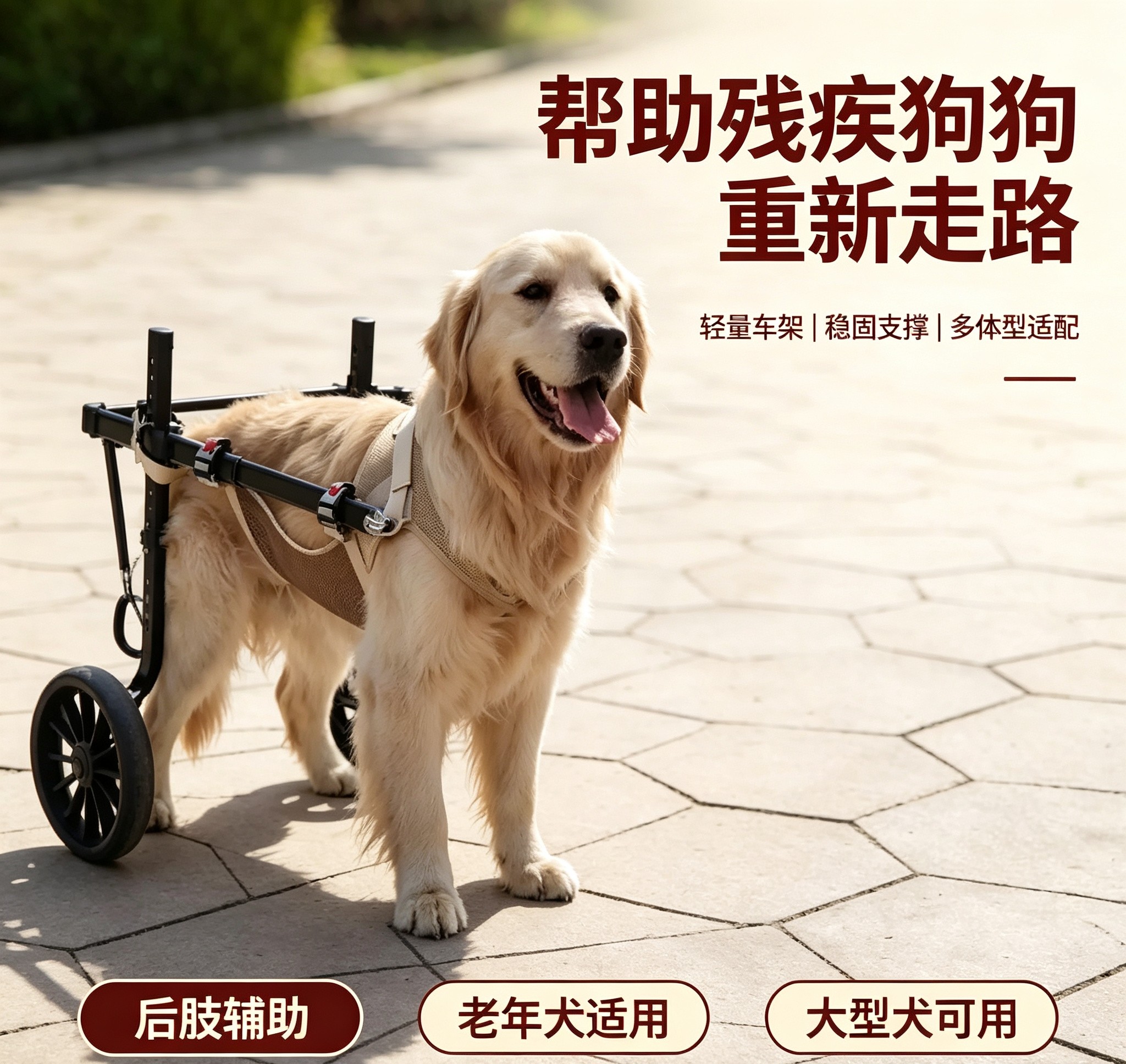 狗狗大型犬轮椅车后肢康复训练脊椎炎瘫痪残疾辅助后腿支架车