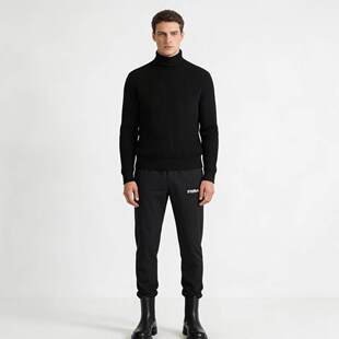 logo设计松紧腰束脚裤 两侧插袋超细弹力纤维材质 经典 PD26男休闲裤