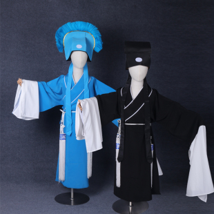 京剧少儿童戏服戏曲演出素道袍书生贫穷老生褶子长功素小生衣公子