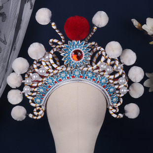 京剧戏曲盔帽豫剧武旦白蛇传盗仙草青白蛇额子列子白素贞女蛾子