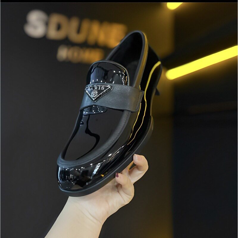 2025春夏男鞋商务休闲鞋真皮豆豆鞋懒人驾车皮鞋漆皮软底鞋子潮