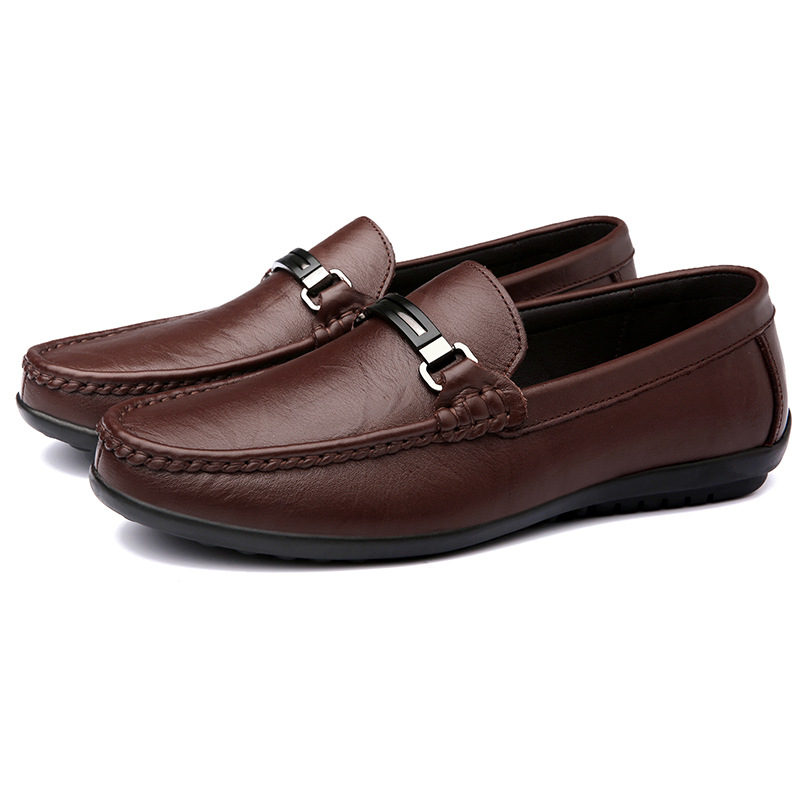 5706男豆豆鞋驾车小皮鞋春夏低帮套脚牛皮面平底休闲鞋透气孔单鞋