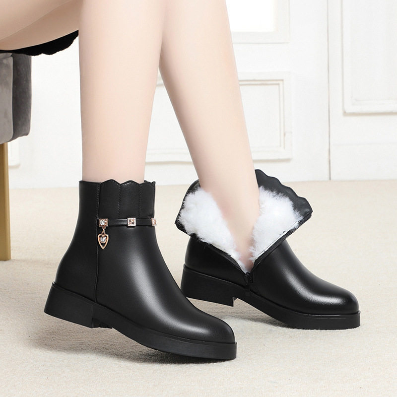 2025真皮冬季中跟真皮马丁靴短靴女加绒羊毛妈妈棉鞋中老年平底女,运动鞋new,运动休闲鞋,淘宝优惠券,粉丝福利购,淘宝优惠卷