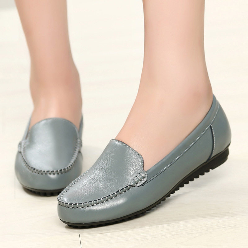 真皮豆豆鞋女中老年女鞋平跟软底妈妈鞋秋季舒适休闲单鞋软皮鞋女,运动鞋new,运动休闲鞋,淘宝优惠券,粉丝福利购,淘宝优惠卷