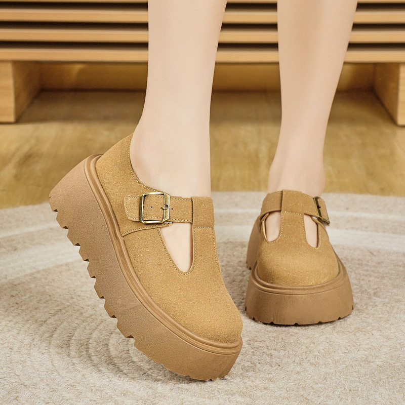 爆款勃肯鞋女厚底增高一脚蹬丑萌鞋2025春季新款爆款休闲乐福单鞋