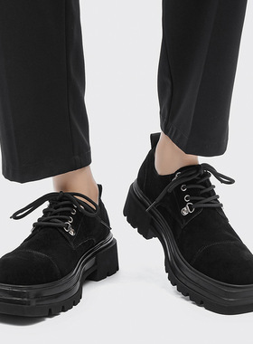 男士黑黄色马丁靴2025春秋季新款休闲百搭商务厚跟圆头前系带短款