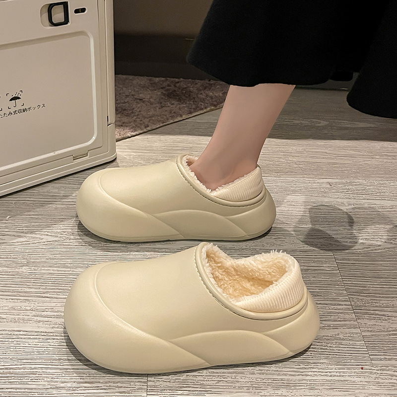 简约包跟棉拖鞋女士冬季保暖户外运动加绒软底棉拖女可外穿月子鞋