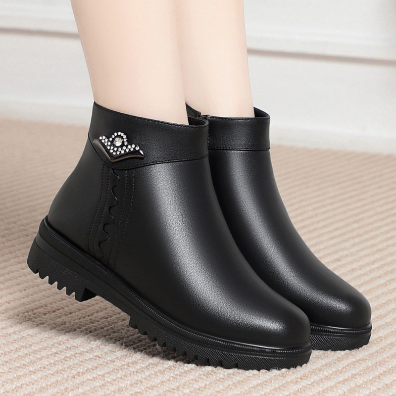 冬季真皮短靴平底软底中老年奶奶妈妈鞋加绒加厚羊毛东北大棉鞋女,运动鞋new,运动休闲鞋,淘宝优惠券,粉丝福利购,淘宝优惠卷