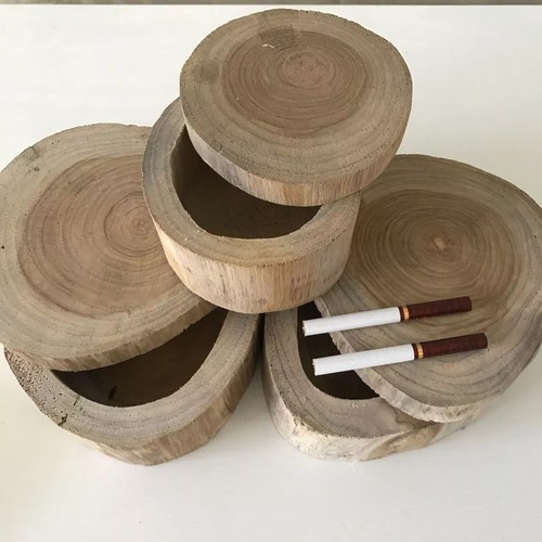 泰国-柚木盒原色旋转-会所烟灰缸-食用木胎-佛珠手串首饰盒木胎