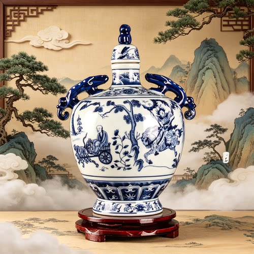 景德镇青花仿古陶瓷密封白酒坛子