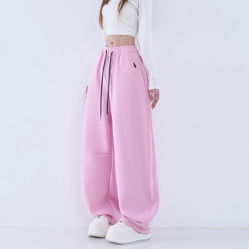 MDCW STUDIO粉色阔腿卫裤女2025新款高腰休闲弯刀香蕉裤运动裤子,女装/女士精品,卫裤,淘宝优惠券,粉丝福利购,淘宝优惠卷