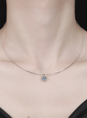 ins爆款s925银吊坠莫桑石锁骨链 可拆卸韩系项圈项饰女