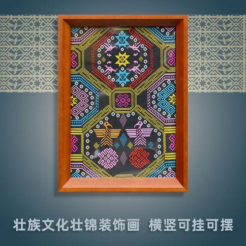 广西壮族文化特色壮锦织锦装饰画