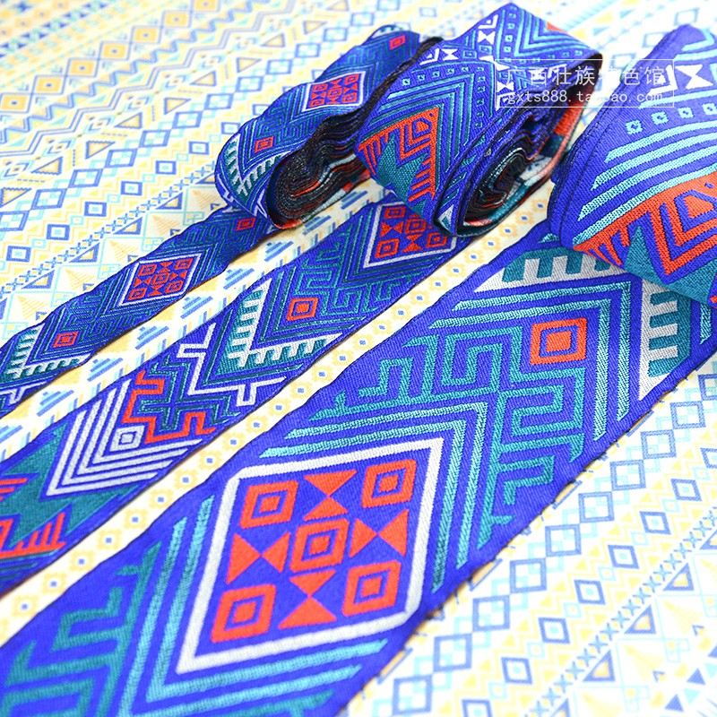 简约式壮族壮锦花边织带 广西民族风情服装装饰绣花带DIY面料