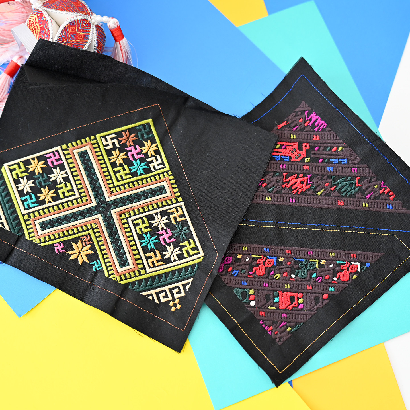 广西壮族民族风绣片 壮锦刺绣服饰服装裙摆补丁贴花DIY工艺品面料