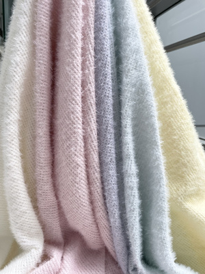 春秋小清新糖果色毛茸茸针织宝宝绒羽毛裤子毛衫卫衣面料