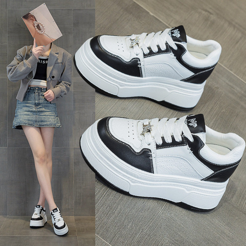 轻便软底真皮小白鞋女2026秋季新款miu学生跑步鞋休闲平底 运动鞋