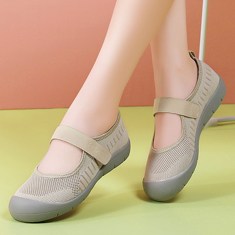 春夏款飞织布网面运动鞋女软底百搭跑步鞋休闲鞋懒人鞋浅口健步鞋