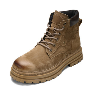 5911男鞋 靴马丁靴大头皮靴秋冬系带磨砂皮面户外休闲加绒短靴 工装