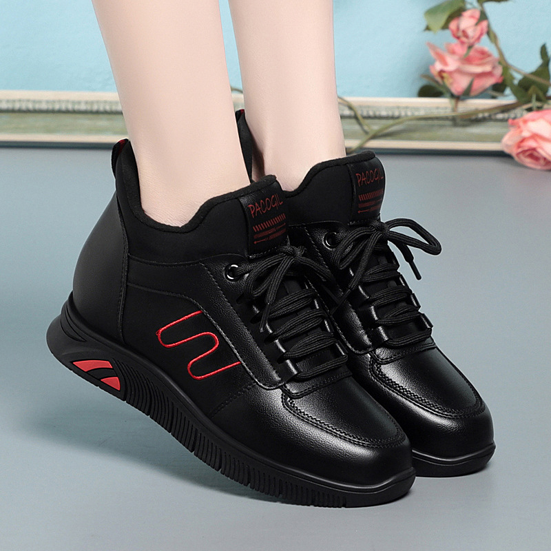 圆头舒适冬季加绒防滑中年妈妈靴便捷侧拉链秋冬防滑保暖时尚女鞋