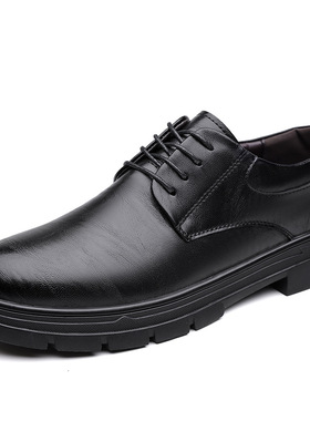 22718男鞋户外商务皮鞋厚底牛皮面工装休闲鞋春冬低帮保暖棉鞋