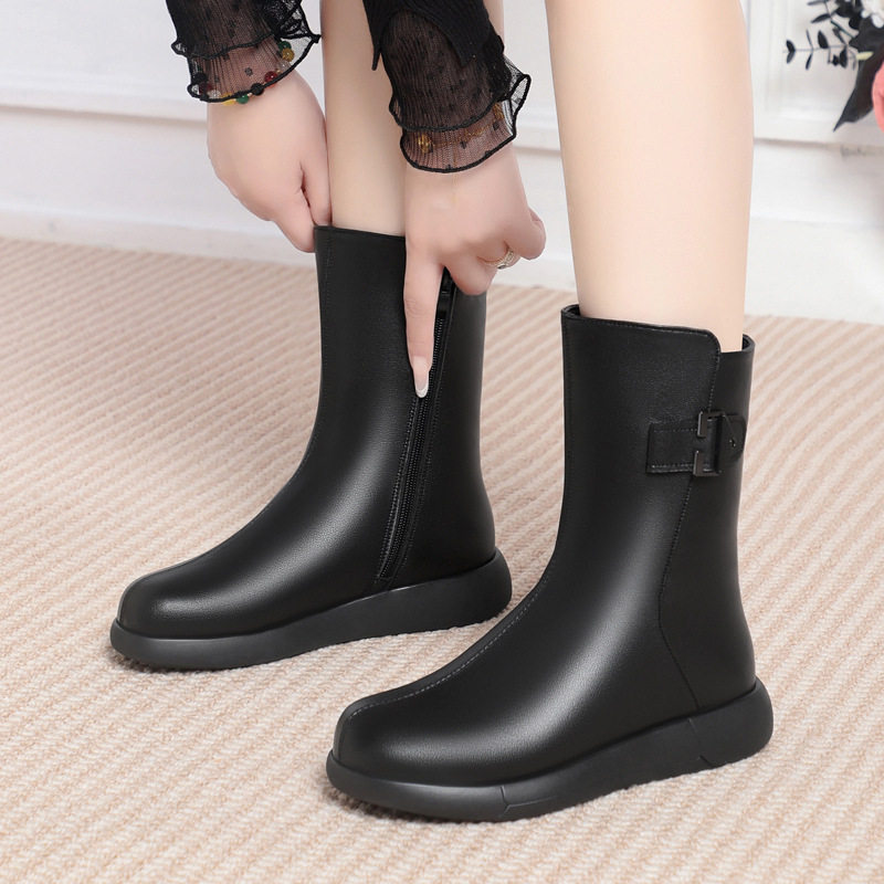 新款女靴真皮羊毛女棉鞋女式皮棉鞋中筒靴女棉靴平底妈妈鞋棉皮鞋,运动鞋new,运动休闲鞋,淘宝优惠券,粉丝福利购,淘宝优惠卷