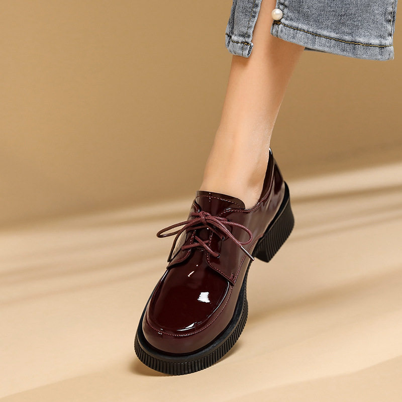 新款乐福鞋厚底小皮鞋女英伦风女鞋春季复古大圆头粗跟女单鞋,女鞋,时尚休闲鞋,淘宝优惠券,粉丝福利购,淘宝优惠卷