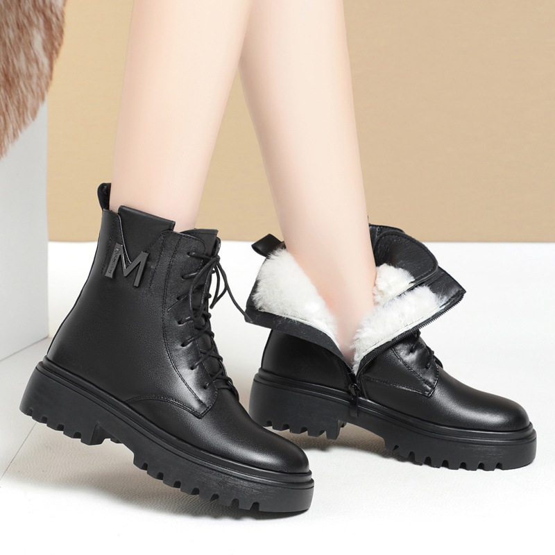 冬季新款短靴子加绒加厚羊毛大棉鞋平底软底大码真皮马丁靴女,运动鞋new,运动休闲鞋,淘宝优惠券,粉丝福利购,淘宝优惠卷