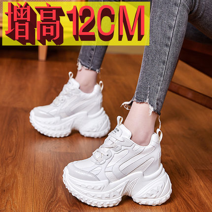 内增高女鞋12cm新款透气老爹鞋厚底网面小个子运动休闲鞋女A2501