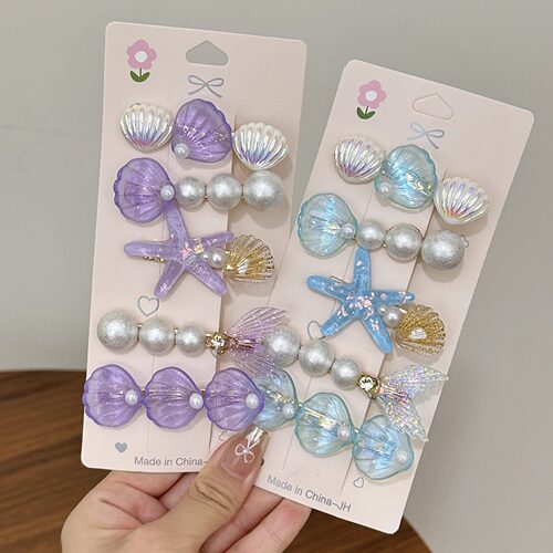 新款韩版少女心5件套海星贝壳发夹刘海侧边夹ins高级感发卡头饰