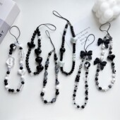 朴彩英同款 彩球黑色爱心手机链条手腕绳小众串珠ins风网红挂绳女