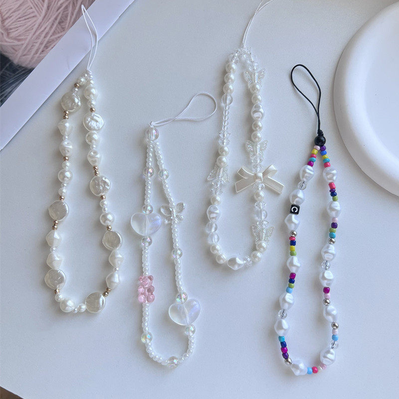 简约白色珍珠串珠水晶ccd相机手绳diy珠子手机链挂绳拍立得挂件,3C数码配件,手机挂件/手机链,淘宝优惠券,粉丝福利购,淘宝优惠卷