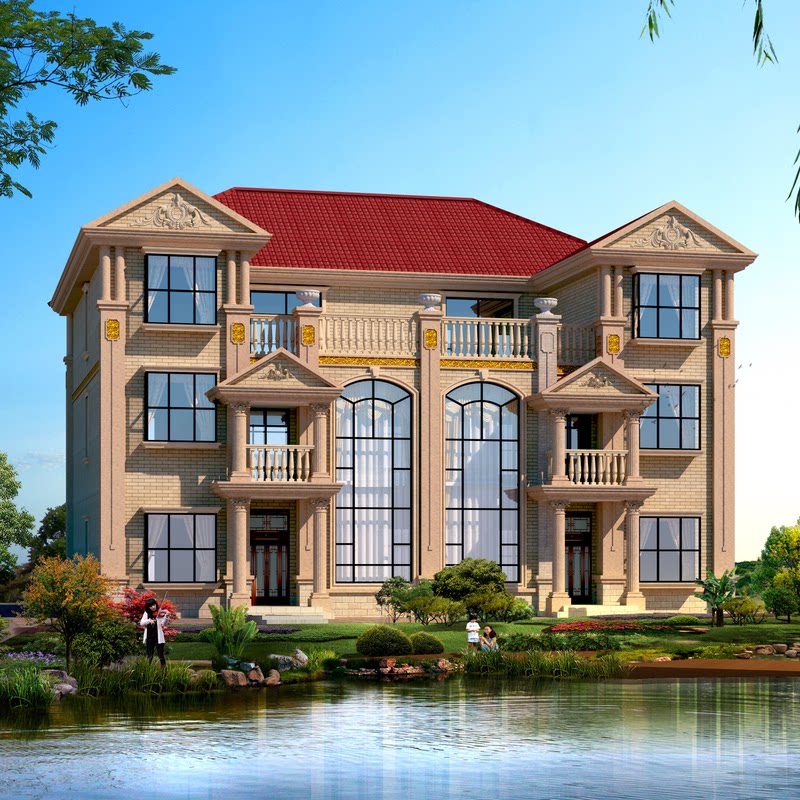 8进深15.2米230平三层双拼别墅设计图纸复式农村自建房屋